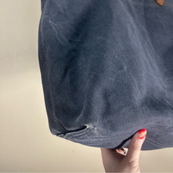 Madewell Navy Canvas Transport Tote Bag Leather Handles - Picture 4 of 9